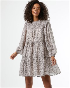 Сиреневое шифоновое платье с присборенной юбкой и цветочным принтом Miss selfridge
