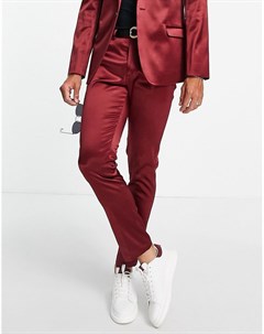 Бордовые облегающие брюки из материала с сильным блеском Asos design