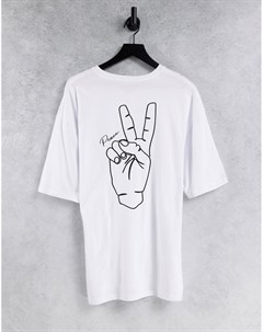 Белая футболка в стиле oversized со знаком мир на спине Originals Jack & jones