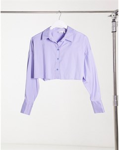Короткая рубашка в розово голубую полоску с необработанным краем Asos design