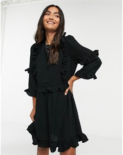 Черное приталенное платье с оборками x Lorna Luxe In the style