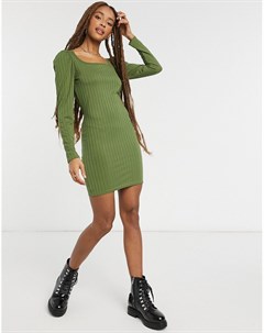 Зеленое платье мини с глубоким вырезом Miss selfridge