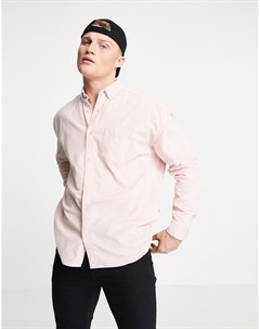 Розовая вельветовая oversized рубашка с длинными рукавами New look