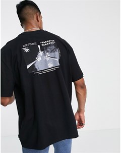 Черная oversized футболка с принтом пальм на спине Only & sons