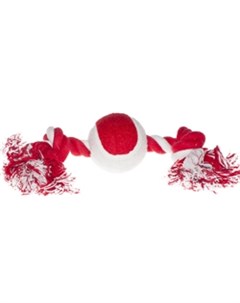 Игрушка для собак Мяч на веревке красный с белым 28 см Petmax