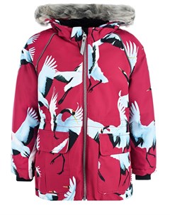 Бордовая куртка с принтом птицы детская Molo