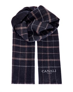 Шерстяной шарф с принтом в клетку и вышивкой Canali