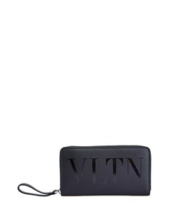 Кожаное портмоне на молнии с глянцевым принтом VLTN Valentino garavani