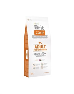 Корм care для взрослых собак средних пород 10 25 кг с ягненком и рисом 12 кг Brit*