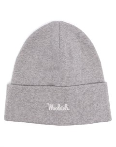 Шапка бини в рубчик с вышитым логотипом Woolrich