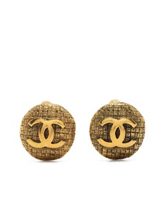 Серьги клипсы 1980 1990 х годов с логотипом CC Chanel pre-owned