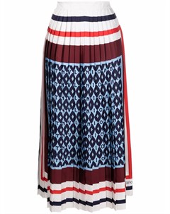Плиссированная шелковая юбка с принтом Valentino