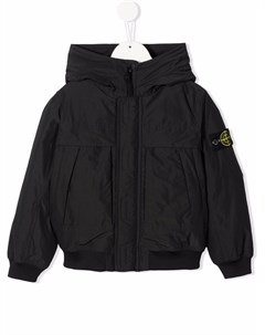 Пуховик с капюшоном и нашивкой логотипом Stone island junior