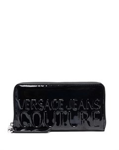 Кошелек с круговой молнией и тисненым логотипом Versace jeans couture