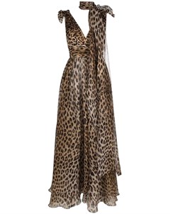 Платье макси с леопардовым принтом Elie saab