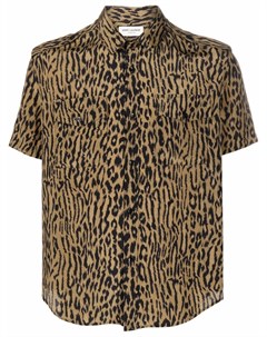 Шелковая рубашка с леопардовым принтом Saint laurent