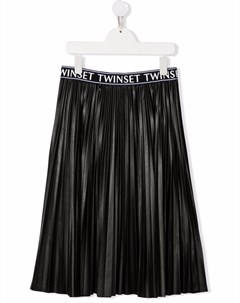 Плиссированная юбка из искусственной кожи Twin-set kids