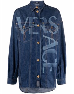 Джинсовая рубашка с орнаментом Greca Versace