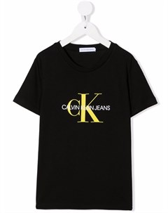 Футболка из органического хлопка с логотипом Calvin klein kids