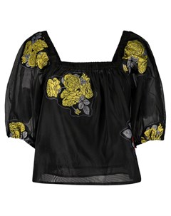 Полупрозрачная блузка с цветочными нашивками Ganni
