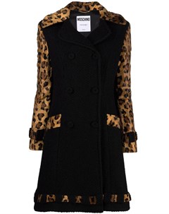 Двубортное пальто с леопардовым принтом Moschino