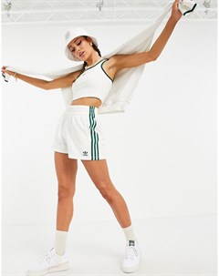 Кремовые шорты с завышенной талией логотипом и тремя полосками Tennis Luxe Adidas originals