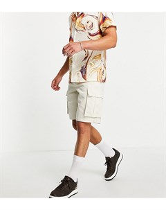 Светло бежевые шорты карго свободного кроя из саржи New look