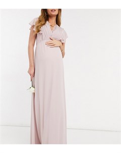 Розовое платье макси с кружевом и рукавами оборками TFNC Maternity Tfnc maternity