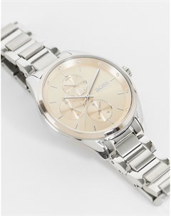 Женские часы с розовым хронографом и серебристым браслетом Boss