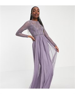 Платье макси с отделкой на лифе и юбкой из тюля ASOS DESIGN Tall Asos tall