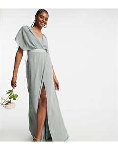 Оливковое платье макси с короткими рукавами и пуговицами сзади ASOS DESIGN Tall Bridesmaid Asos tall