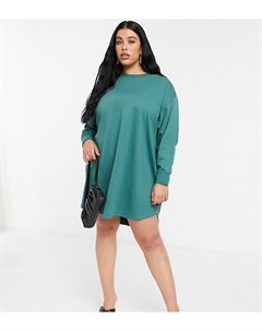 Зеленое платье свитшот в стиле oversized со свободной спинкой ASOS DESIGN Curve Asos curve