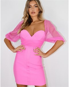 Розовое сетчатое платье с драпировкой Missguided