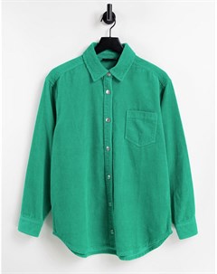 Травянисто зеленая вельветовая рубашка свободного кроя Asos design