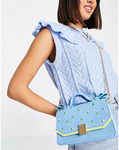 Синяя сумка через плечо с вышивкой лимонов и желтой отделкой Skinnydip