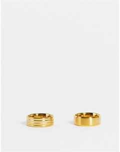 Золотистое кольцо с фактурной матовой отделкой Topman