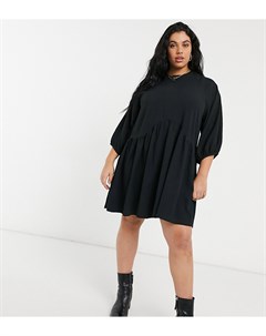 Эксклюзивное фактурное платье мини с присборенной юбкой черного цвета Plus Collusion