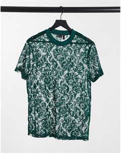 Зеленая футболка с узором пейсли в выгоревшем оттенке Asos design