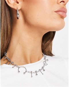 Серебристое ожерелье с элементами в виде украшений для пирсинга Asos design
