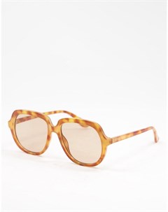 Большие солнцезащитные очки в стиле 70 х в черепаховой оправе с со светло коричневыми линзами Asos design