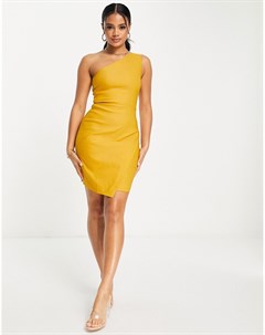 Желтое облегающее платье на одно плечо Vesper