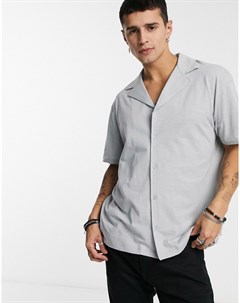 Свободная трикотажная рубашка серого цвета из меланжевого полотна с отложным воротником Asos design