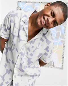 Свободная рубашка с отложным воротником и сиренево серым рисунком от комплекта Asos design