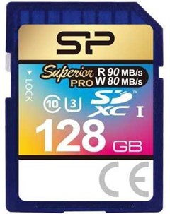 Флеш карта SD 128GB Superior Pro SDXC Class 10 UHS I U3 90 80 Mb s Silicon power