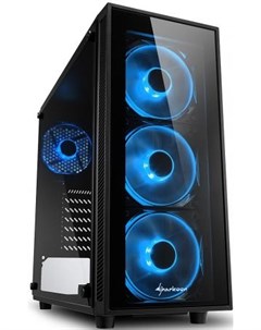 Игровой корпус TG4 blue led чёрный ATX закаленное стекло fan 3x120 мм 1x120 мм 2xUSB 3 0 audio Sharkoon