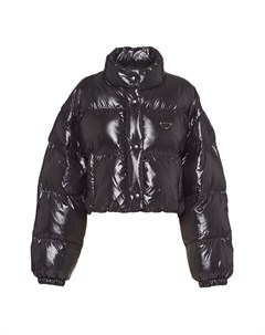 Глянцевая дутая куртка черного цвета Prada