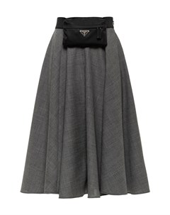 Серая юбка с кошельком на поясе Prada
