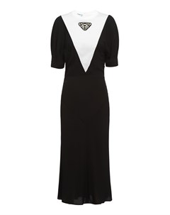 Черное платье с белой вставкой Prada