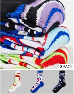 Набор из 3 пар спортивных носков с волнообразным узором Asos design
