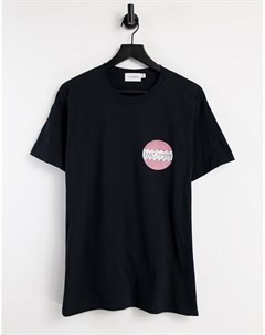 Черная футболка в стиле oversized с принтом Deep house Topman